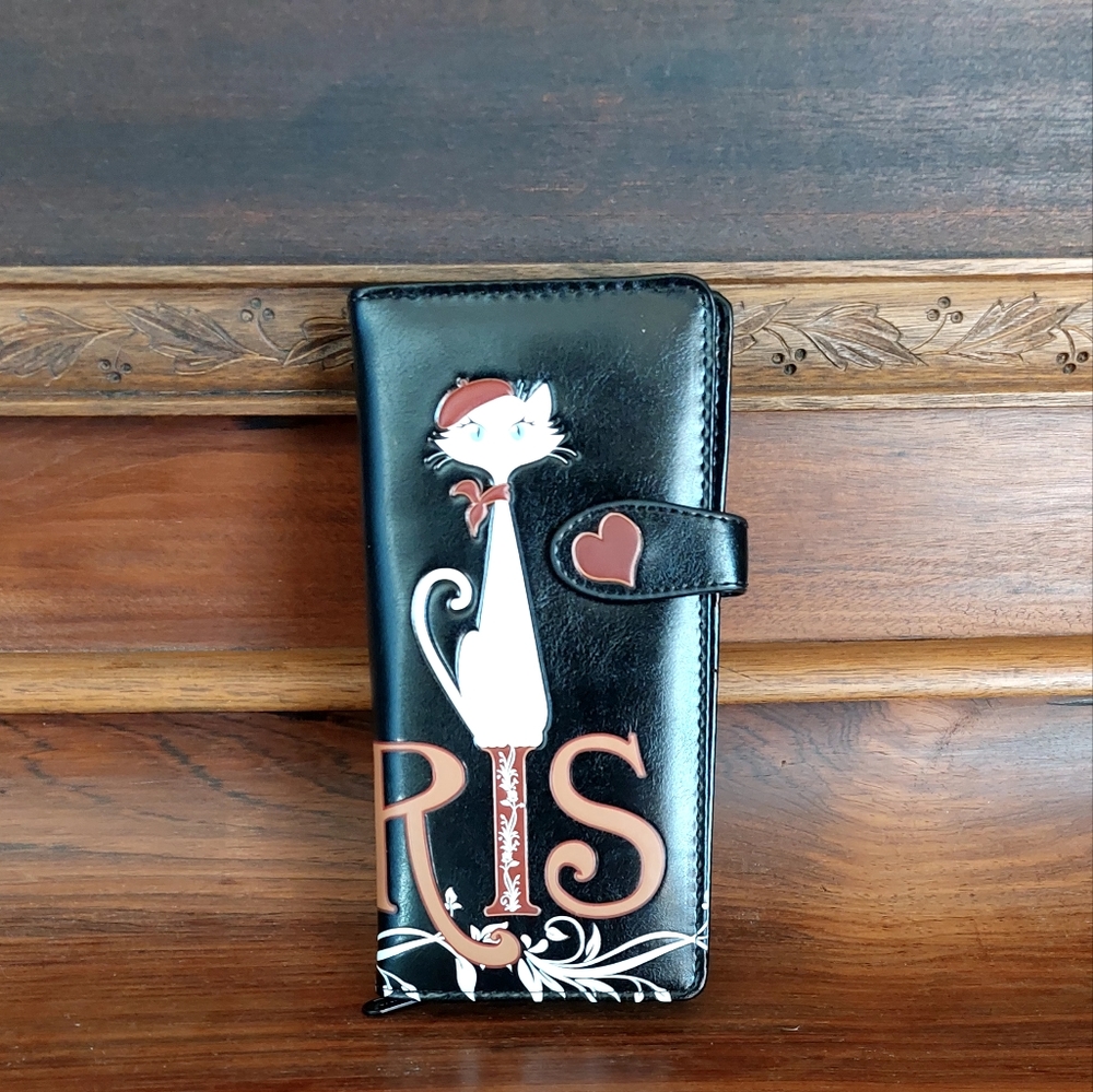 Shagwear Large Zipper Wallet Paris Cat Black - New